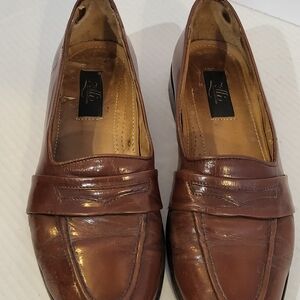 Zelli Italian Penny Loafer Men Size 9 M Cognac Leather Dress Shoes Italy